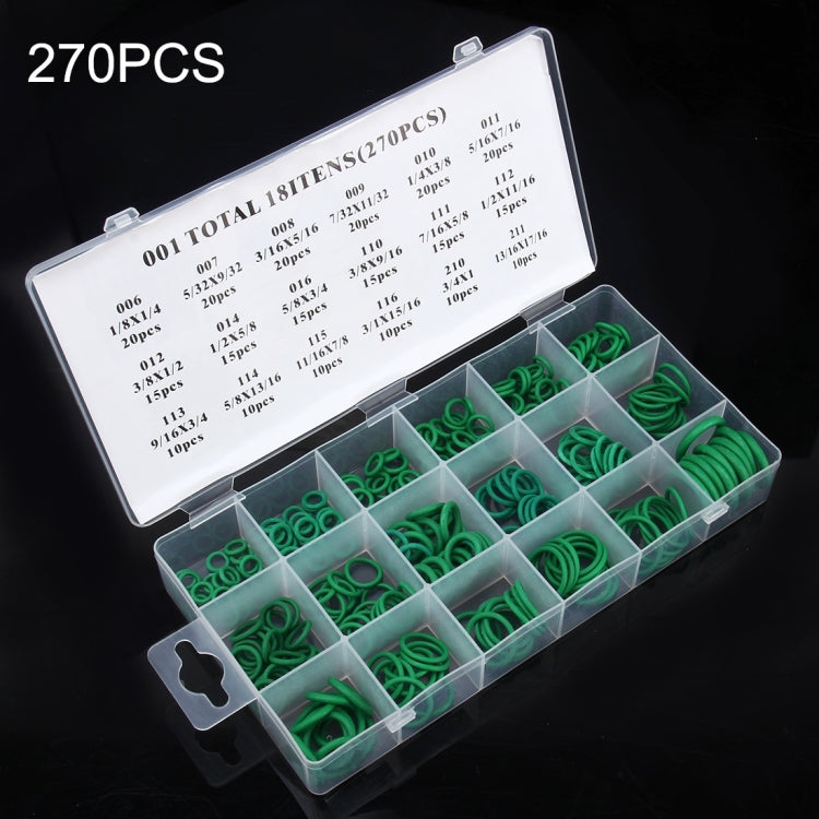 270 PCS Car Auto Vehicle 18 Sizes Assortment Kit Air Conditioning HNBR Seal O-Ring Set, 270 PCS Purple, 270 PCS Green