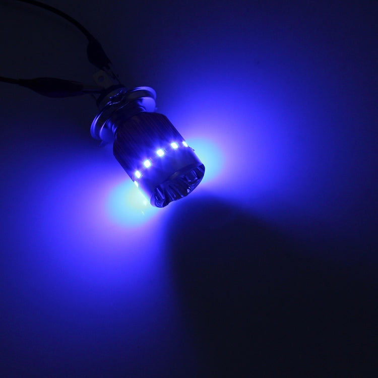 Phare de moto H4 9W 900 LM 6000K statique + stroboscope avec 3 lampes COB blanc et lampes LED rouge + rose + bleu, DC 12V, 9W 900LM