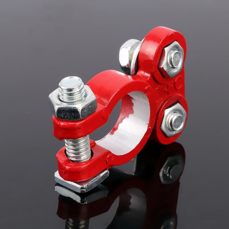 2 PCS Positive and Negative Car U Shape Metal Battery Connectors Terminals Clamps Clips, L Size, Inner Diameter: 16mm (Black + Red), L Size (Black + Red)