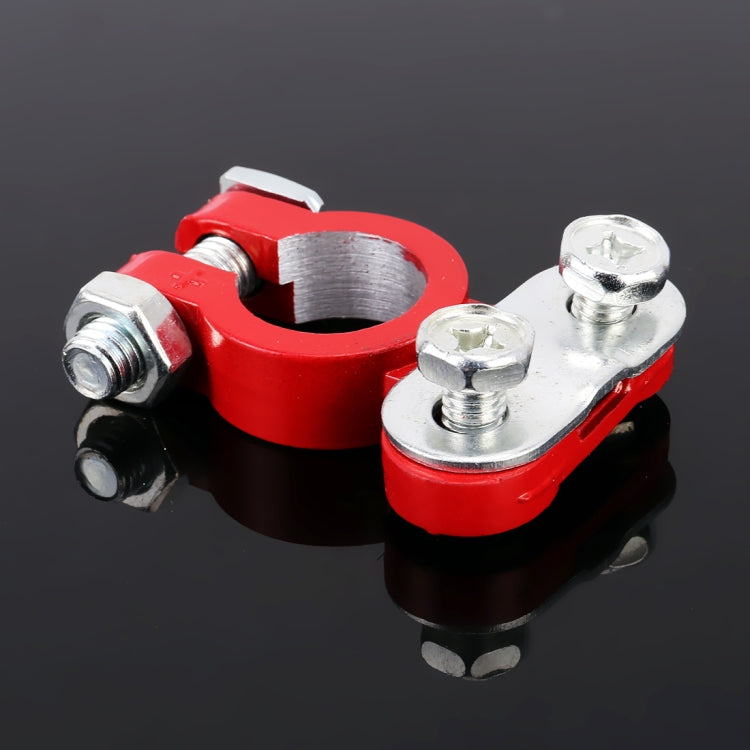 2 PCS Positive and Negative Car U Shape Metal Battery Connectors Terminals Clamps Clips, L Size, Inner Diameter: 16mm (Black + Red), L Size (Black + Red)