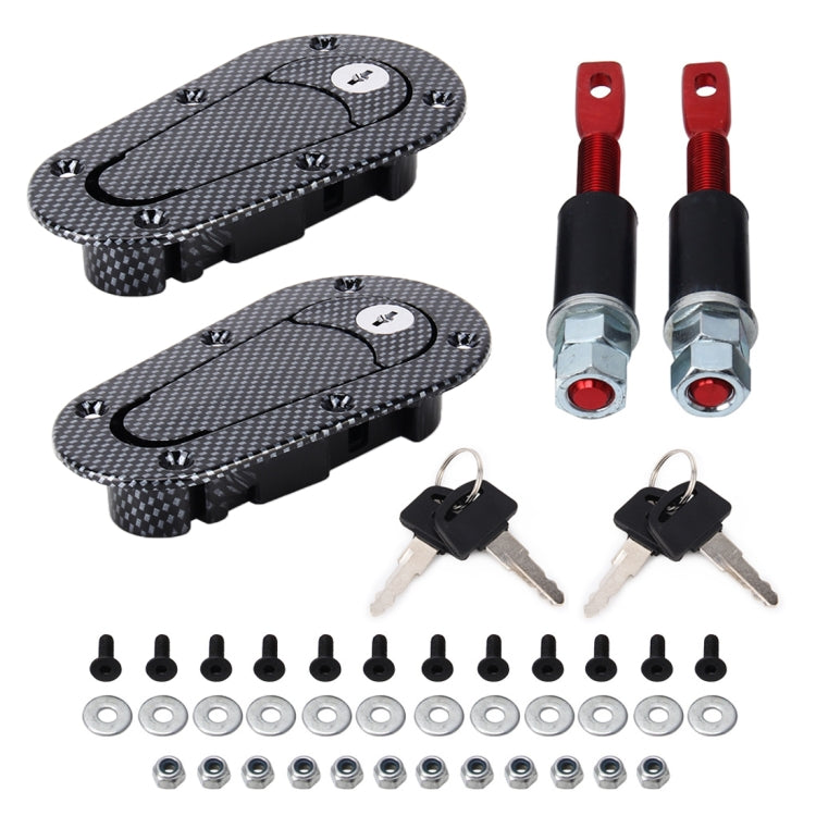 A Pair Car Cover Lock Modified Hood Lock General Racing Car Cover Lock, with Keys(Carbon）, Carbon Grey, (Black)