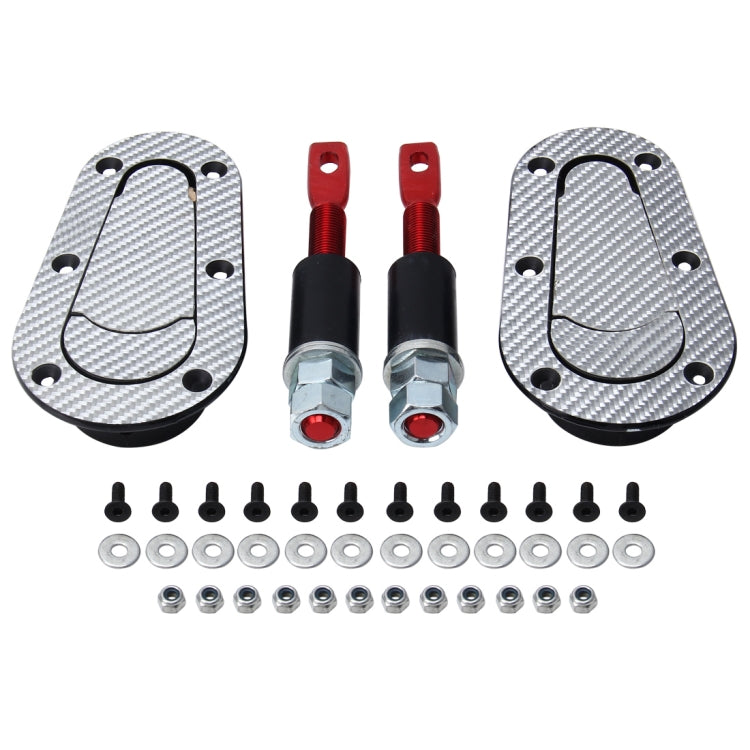 A Pair Car Cover Lock Modified Hood Lock General Racing Car Cover Lock, Carbon Grey, (Black), with Keys(Carbon）