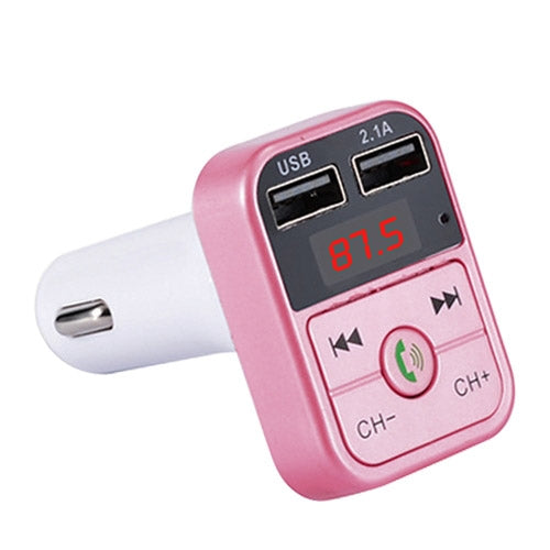 Kit mains libres pour voiture B2 avec émetteur FM Bluetooth et lecteur MP3, compatible appels mains libres, carte TF et clé USB, B2 (or rose)