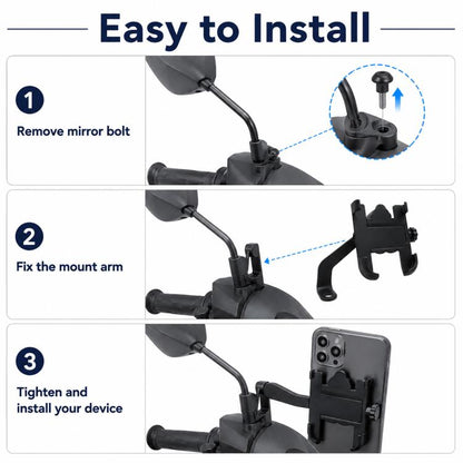 Motorcycle Rear View Mirror Aluminum Alloy Phone Bracket, Suitable for 60-100mm Device, Rear View Mirror for 60-100mm