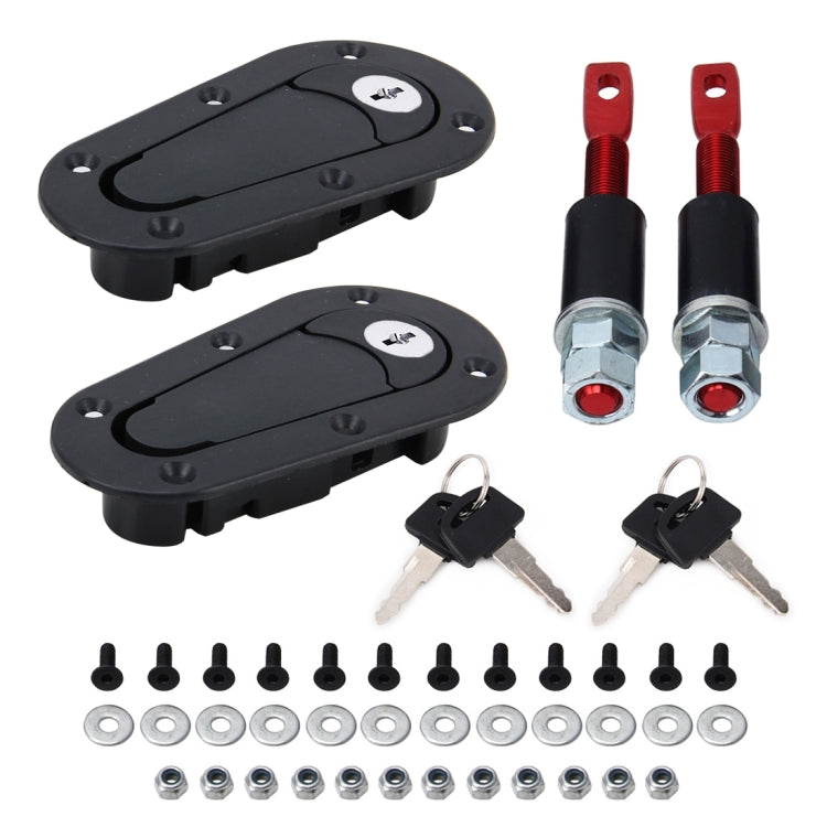 A Pair Car Modified Hood Lock General Racing Car Cover Lock with Keys, with Keys(Black)