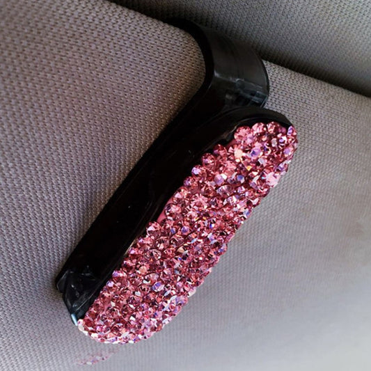 Car Pure Color Diamond Mounted Glasses Bill Clip Holder