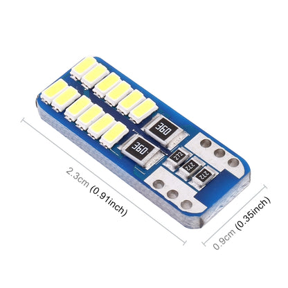 2 PCS T10 / W5W / 168 / 194 DC12V 1.4W 6000K 90LM 12LEDs SMD-3014 Car Reading Lamp Clearance Light, with Decoder, T10 / W5W / 168 / 194(90LM)