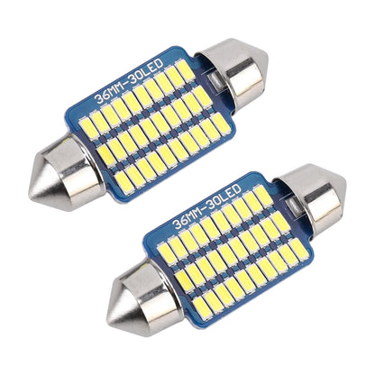 2 PCS 36mm DC12V / 1.5W / 6000K / 100LM 30LEDs SMD-3014 Car License Plate Light / Dome Light, with Decoder, 1.5W 36mm