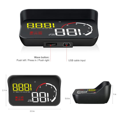 M10 3.5 inch Universal Car OBD2 HUD Vehicle-mounted Head Up Display, M10(Blue), M10(Yellow)