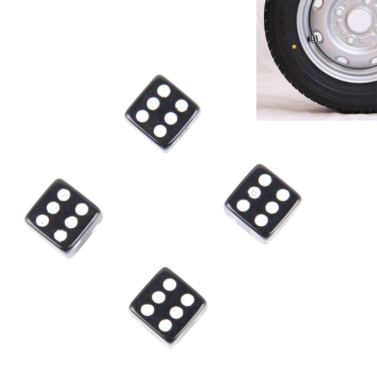 4 PCS Plastic Plated Dice Shape Universal Tire Valve Stem Cap, Dice Shape  6, Dice Shape 6