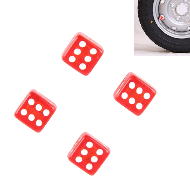 4 PCS Plastic Plated Dice Shape Universal Tire Valve Stem Cap, Dice Shape  6, Dice Shape 6