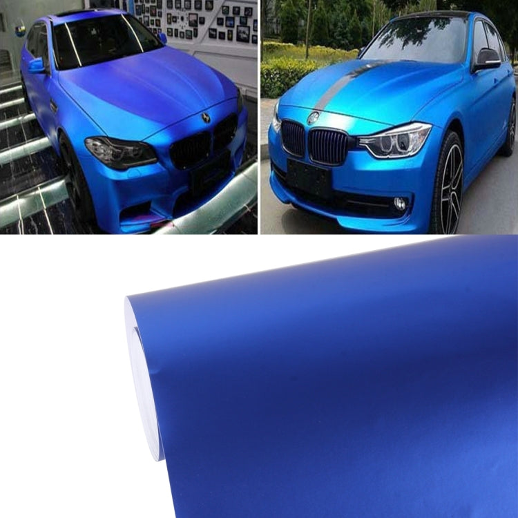 Film de Vinyle Mat Métallisé Bleu Glacé 1,52m x 0,5m pour Voiture, Moto, Revêtement Adhésif sans Bulles d'Air, 1,5m * 0,5m