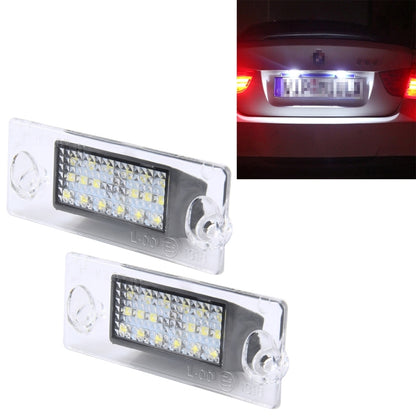2 PCS License Plate Light with 18  SMD-3528 Lamps for Audi，2W 120LM, DC12V (White Light), For Audi  with 18 SMD-3528 Lamps