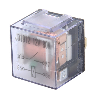 10 PCS JD-1912 80 AMP 12V Waterproof Car Auto Four Plugs Relay with Warning Light, JD-1912