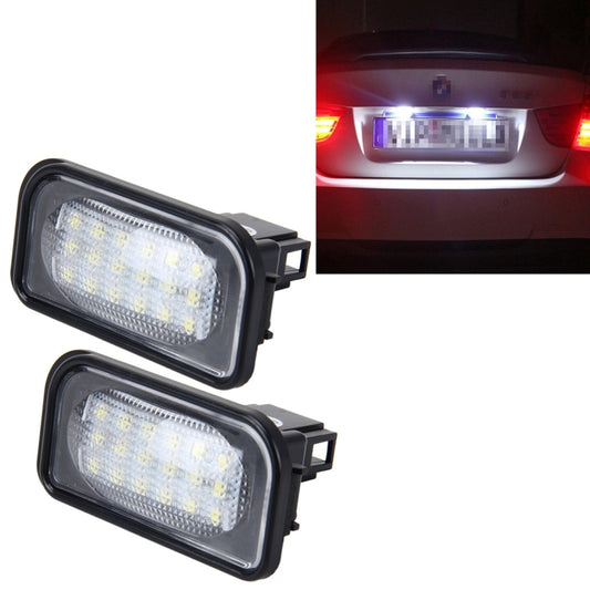 2 PCS License Plate Light with 18  SMD-3528 Lamps for Mercedes-Benz  W203 4D ,2W 120LM 6000K, DC12V,with Canbus (White Light), For Benz W203 4D
