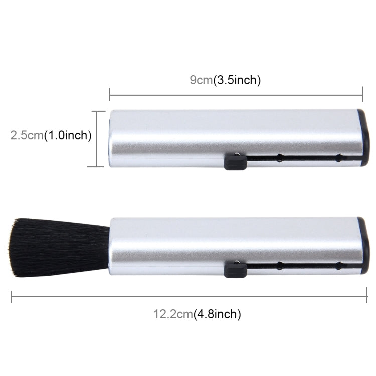 Brosse de nettoyage portable extensible en nylon avec poignée en ABS, 1 pièce + argent, 1 pièce + noir