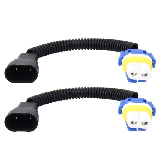 2 PCS 9006 Car HID Xenon Headlight Male to Female Conversion Cable with Ceramic Adapter Socket, 9006