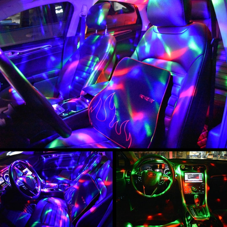 D33 5W USB Charging RGB Car Decoration Portable DJ Light Sound Activated Rotating Strobe Effect Atmosphere Light Star Music Light Lamp, DC 5V, D33