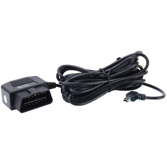 Câble de chargement de voiture 16 broches OBDII Adaptateur d'alimentation USB mini 5 broches avec bouton interrupteur pour GPS, tablette, détecteur de radar, téléphone, longueur du câble : 3,4 m, OBDII
