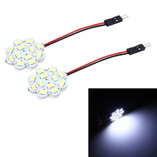 2 PCS 3W 200 LM 6000K Flower Shape Car Auto Interior Doom Reading Light with 12 SMD-5630 LED Lamps Bicuspid and T10 Adapter Cable, DC 12V, Flower Shape Reading Light