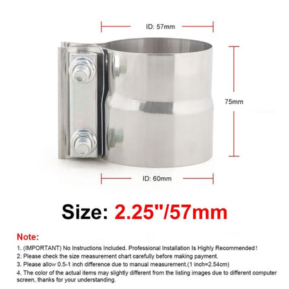 2.25 inch Car Turbo Exhaust Downpipe Stainless Steel Lap Joint Band Clamp, 2.25 inch