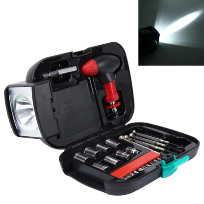 Boîte à outils portative de 24 pièces avec lampe de poche - Kit d'outils d'urgence portable pour voiture et maison avec lampe de poche, 24 pièces avec lampe de poche