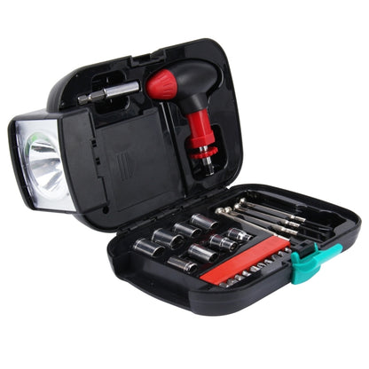 Boîte à outils portative de 24 pièces avec lampe de poche - Kit d'outils d'urgence portable pour voiture et maison avec lampe de poche, 24 pièces avec lampe de poche