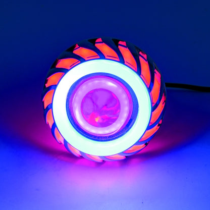 Motorcycle 30W DC 12V-85V LED Headlight Lens Built-in Whirlwind Double Aperture Angle Eyes + Devil Eye, Red Light (Whirlwind), Blue Light (Whirlwind)