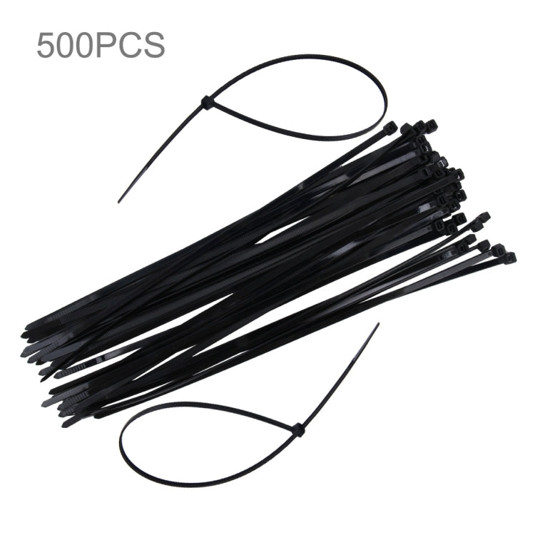 500pcs /Pack 4mm*300mm Nylon Cable Ties, 4mm*300mm Black