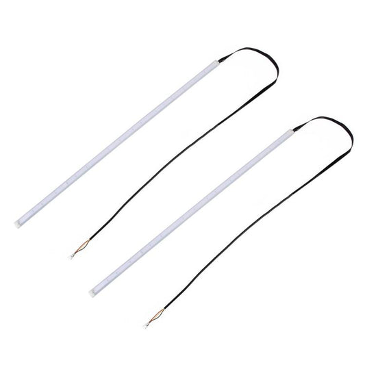 2 luces de giro/de marcha ultrafinas para coche, de 30 cm, 12 V CC, 4.2 W, de doble color, con LED SMD-2835 (luz amarilla; luz blanca).