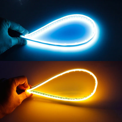 2 PCS 30cm DC12V 4.2W Ultra-thin Car Auto Double Colors Turn Lights / Running Lights, with LED SMD-2835 Lamp Beads (Turn Lights: Yellow Light; Running Lights: Ice Blue Light), Turn Lights: Yellow Light; Running Lights: Ice Blue Light