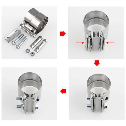 2.5 inch Car Turbo Exhaust Downpipe Stainless Steel Lap Joint Band Clamp, 2.5 inch