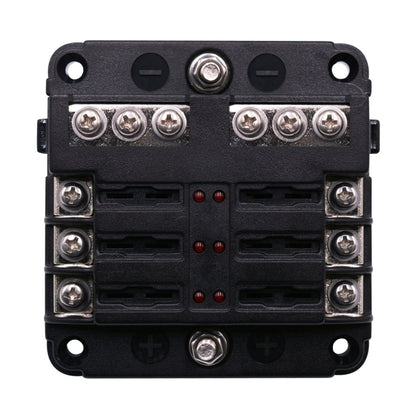 Independent Positive and Negative 1 in 6 Out 6 Way Circuit Blade Fuse Box Fuse Holder Kits with LED Warning Indicator for Auto Car Truck Boat, 1 in 6 Out