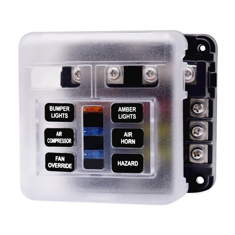 Independent Positive and Negative 1 in 6 Out 6 Way Circuit Blade Fuse Box Fuse Holder Kits with LED Warning Indicator for Auto Car Truck Boat, 1 in 6 Out