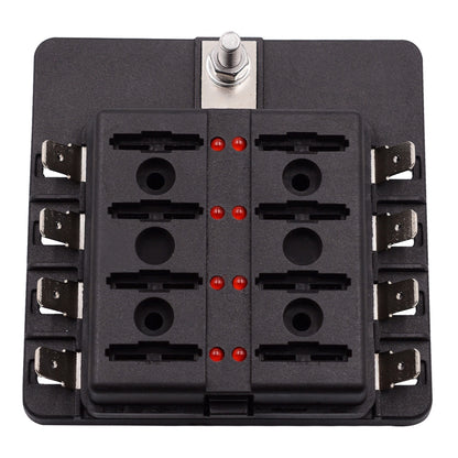 1 in 8 Out Fuse Box PC Terminal Block Fuse Holder Kits with LED Warning Indicator for Auto Car Truck Boat, 1 in 8 Out (PC Terminal Block)