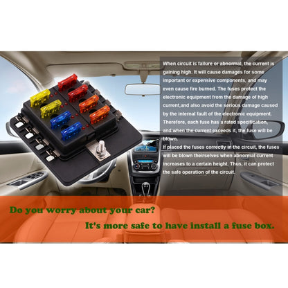 1 in 8 Out Fuse Box PC Terminal Block Fuse Holder Kits with LED Warning Indicator for Auto Car Truck Boat, 1 in 8 Out (PC Terminal Block)
