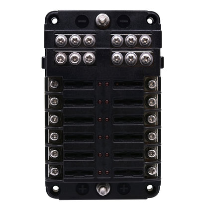 Independent Positive and Negative 1 in 12 Out 12 Way Circuit Blade Fuse Box Fuse Holder Kits with LED Warning Indicator for Auto Car Truck Boat, 1 in 12 Out