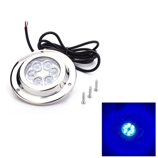 DC 10-30V 12W IP68 316 Stainless 6 LEDs Blue Light Underwater Light Boat High Power Bright for Marine / Yacht, 12W Blue Light