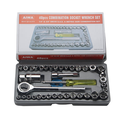 Jeu de clés à douille 40 pièces pour voiture/moto, boîte à outils, 40 en 1