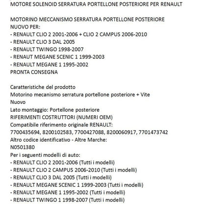 Tailgate Central Locking 8200102583 7700427088 8200060917 for Renault, For Renault