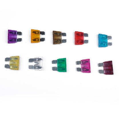 100 PCS Mix Assorted Car Motorcycle Truck Blade Fuse Set 3A 5A 7.5A 10A 15A 20A 25A 30A 35A 40A with Huse Holder, 100 PCS