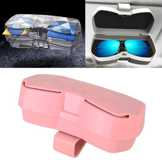Car Multi-functional Glasses Case Sunglasses Storage Holder with Card Slot, Diamond Style, Diamond Style (Pink), Diamond Style (Beige), Diamond Style (Black)