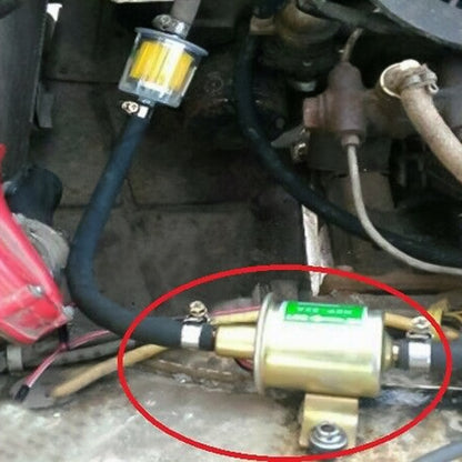 HEP-02A Universal Car 12V Fuel Pump Inline Low Pressure Electric Fuel Pump, 12V (Gold), 12V (Silver)