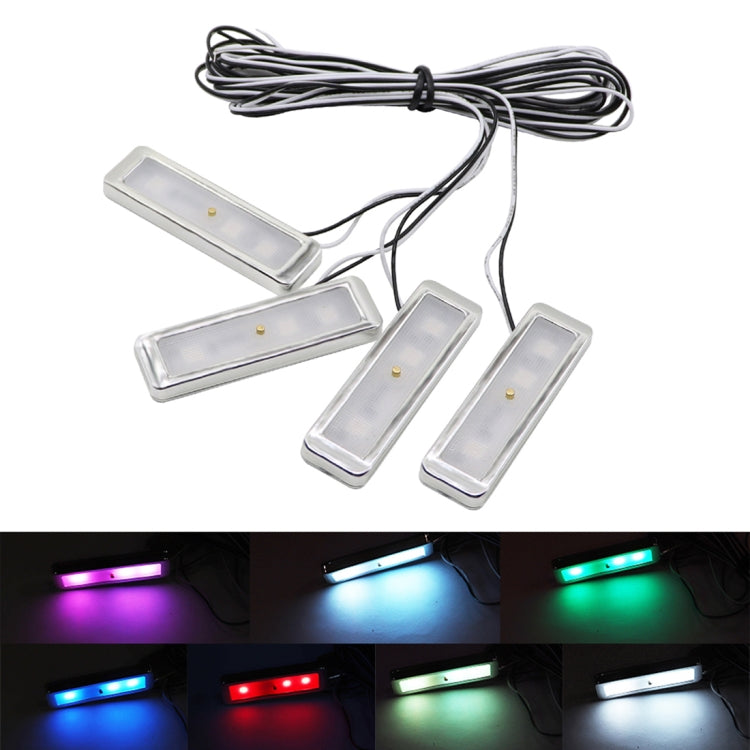 4 PCS Universal Car Colorful LED Inner Handle Light Atmosphere Lights Decorative Lamp DC12V / 0.5W Cable Length: 70cm, Car LED Inner Handle Light