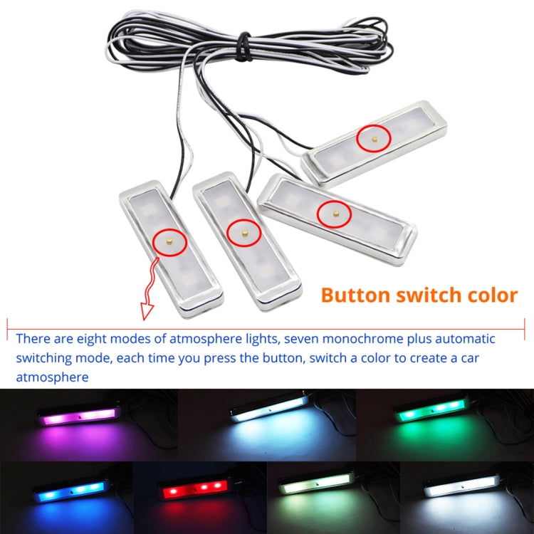 4 PCS Universal Car Colorful LED Inner Handle Light Atmosphere Lights Decorative Lamp DC12V / 0.5W Cable Length: 70cm, Car LED Inner Handle Light