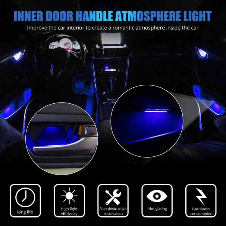 4 PCS Universal Car Colorful LED Inner Handle Light Atmosphere Lights Decorative Lamp DC12V / 0.5W Cable Length: 70cm, Car LED Inner Handle Light