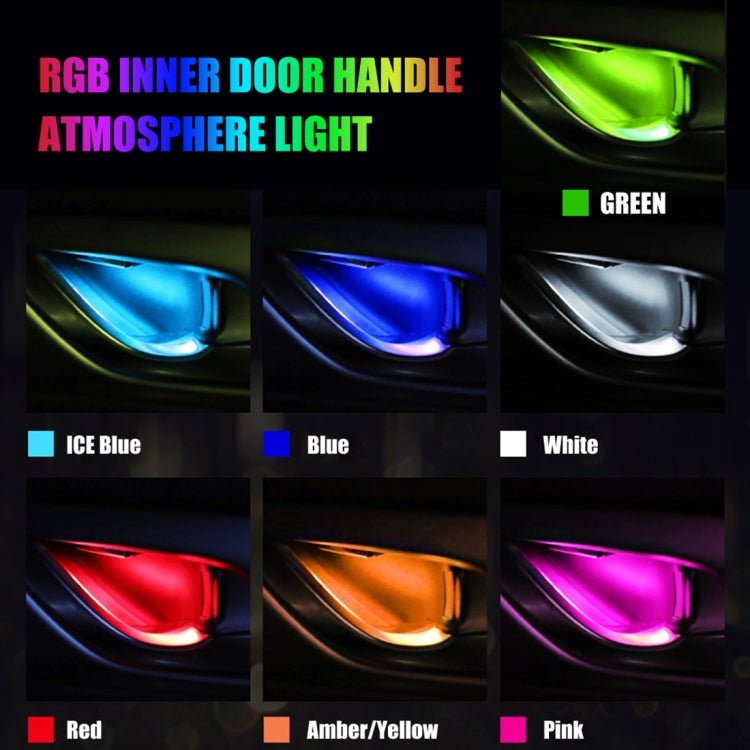 4 PCS Universal Car Colorful LED Inner Handle Light Atmosphere Lights Decorative Lamp DC12V / 0.5W Cable Length: 70cm, Car LED Inner Handle Light