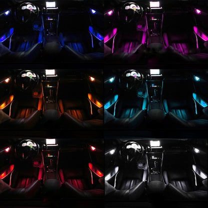 4 PCS Universal Car Colorful LED Inner Handle Light Atmosphere Lights Decorative Lamp DC12V / 0.5W Cable Length: 70cm, Car LED Inner Handle Light