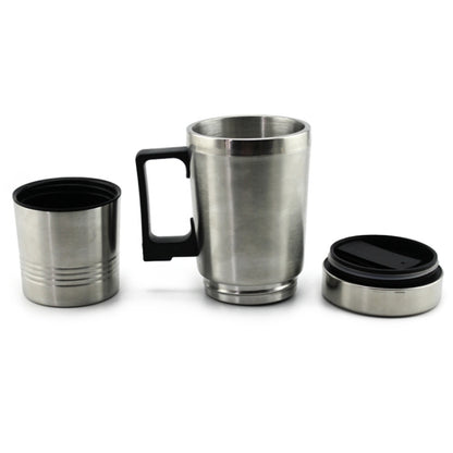 DC 12V Edelstahl Auto Wasserkocher, beheizte Tasse, Heizbecher mit Ladegerät Zigarettenanzünder, Fassungsvermögen: 300 ml, DC 12V