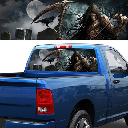 Autocollant décoratif pour vitre arrière de voiture, motif Scythe Death Horror Series, taille : 168 x 74 cm (Scythe Death)